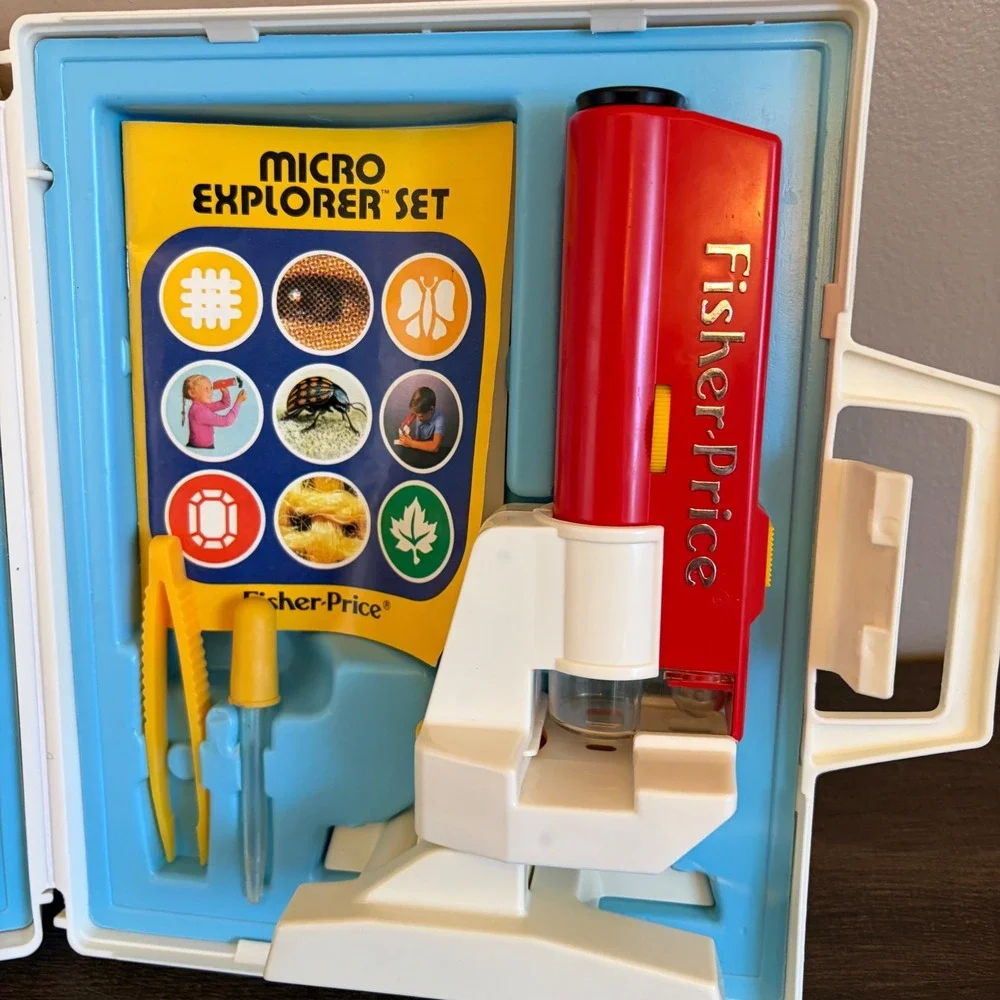 Vintage 1986 Fisher-Price Micro Explorer Set 3005 Microscope Case Slides‎ Manual